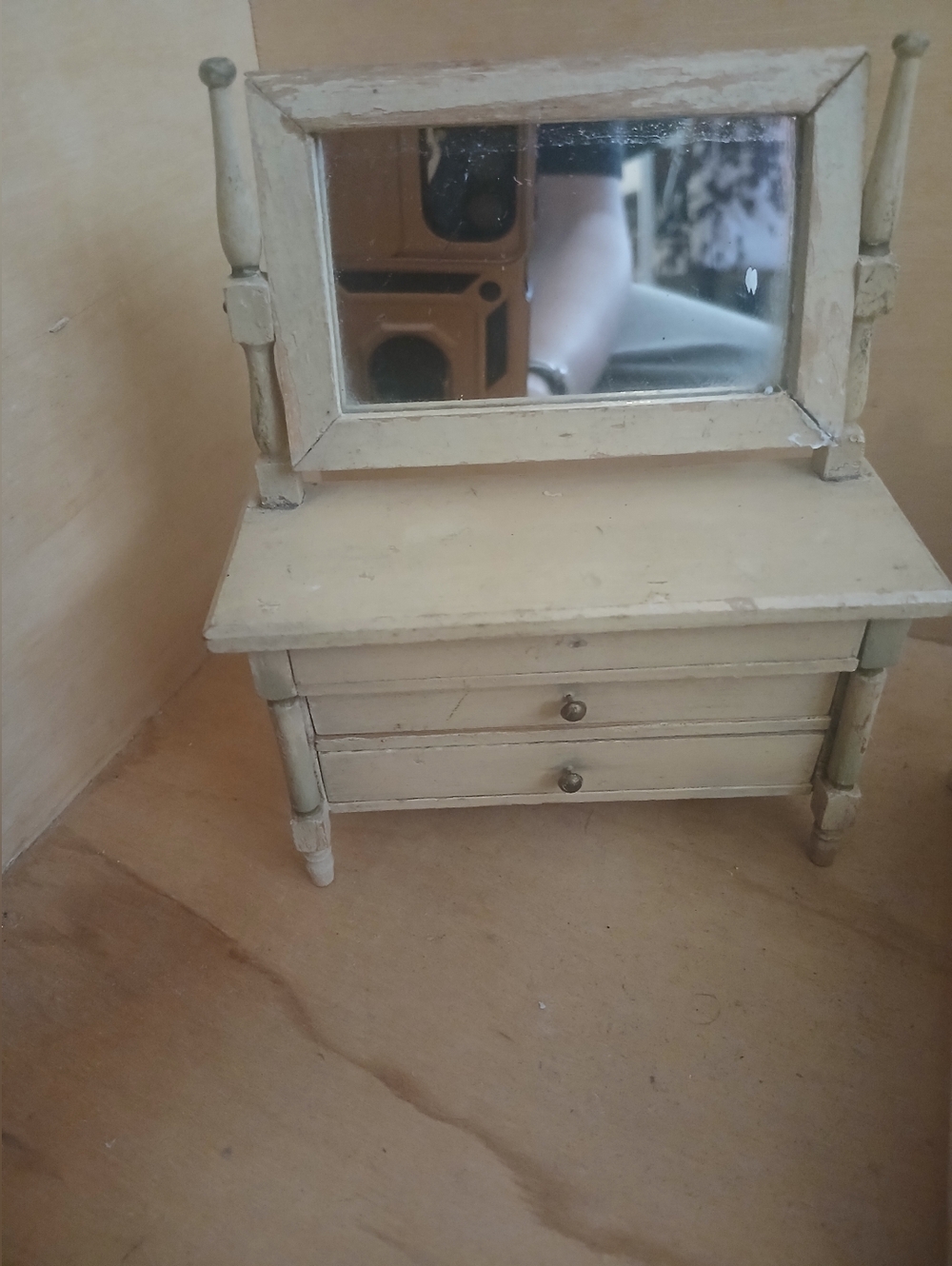 Vintage Miniature Bedroom Set Dresser Mirror Chair Nightstand - Picture 2 of 8